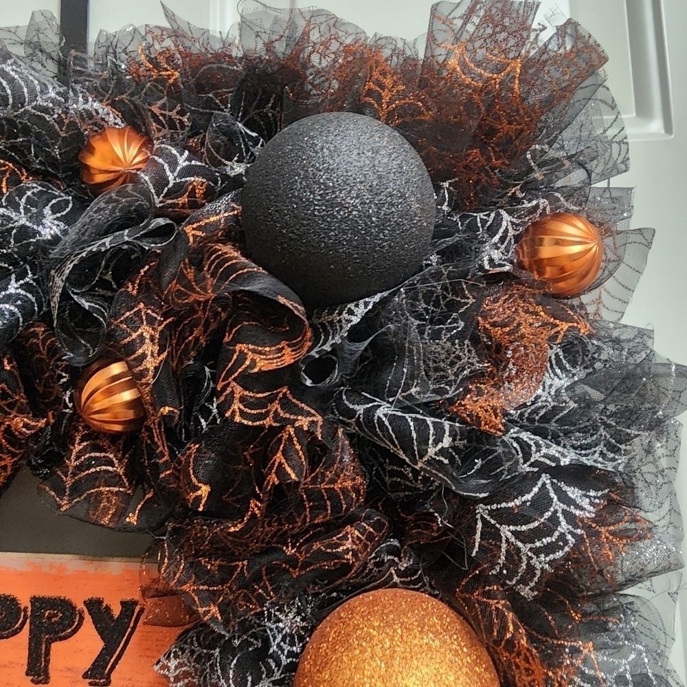 Handmade Happy Halloween Glitter  Wreath 19 inches Square - Picture 9 of 11